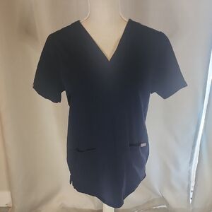 Figs PO 1747 Vneck Scrub Top Navy Blue Size Small